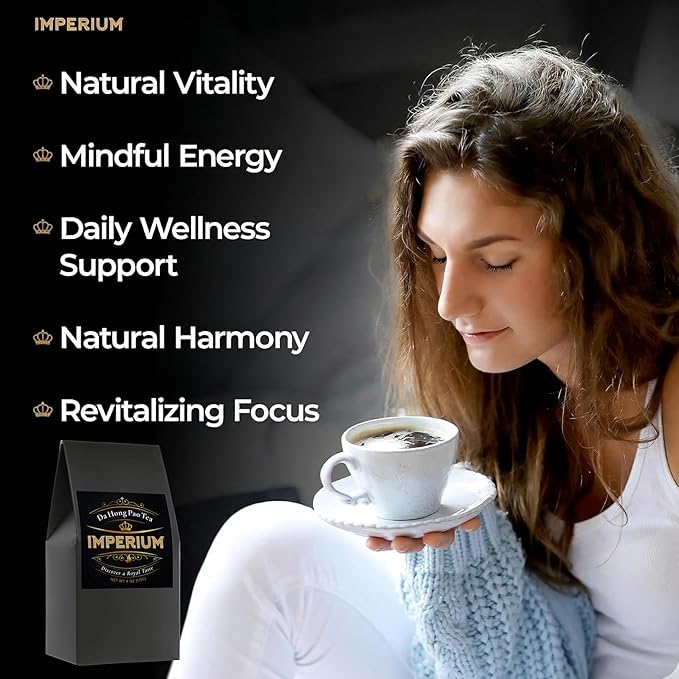 Imperium Da Hong Pao Loose Leaf Oolong Tea (4oz) Premium Hand-Picked Wuyi Mountain Rock Tea Brews 100 Cups Big Red Robe Naturally Smooth and Rich Harmonious Flavor and Sweet Aroma