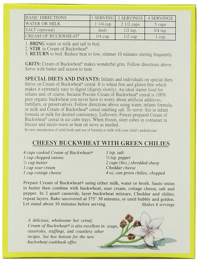 Pocono Cream of Buckwheat Gluten Free Hot Cereal 13-Ounce (Pack of 3)