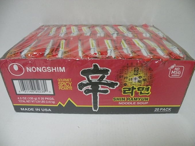 Nong Shim brand Shin Ramyun Gourmet Spicy. 4.2oz package (Pack of 20)