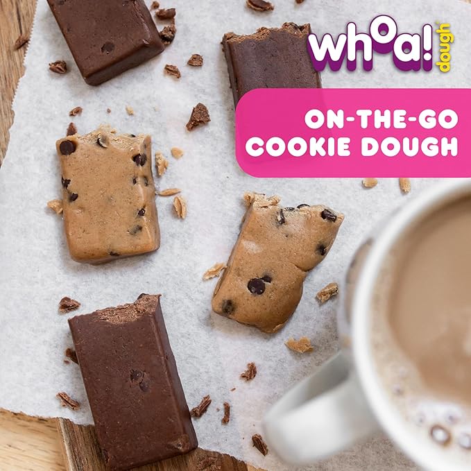 Whoa Dough Allergen Friendly Edible Cookie Dough Bars- Certified Non-GMO Kosher and Gluten Free Bar - Healthy Snack Foods - Plant Based Snacks - Real Ingredients - Variety Pack (6 Bars)