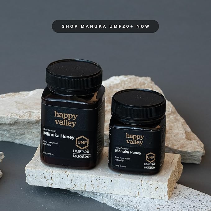 Happy Valley Manuka Honey - UMF 20+ (8.8oz 250g) - Certified Raw New Zealand Mānuka - UMF 20+ MGO 850+