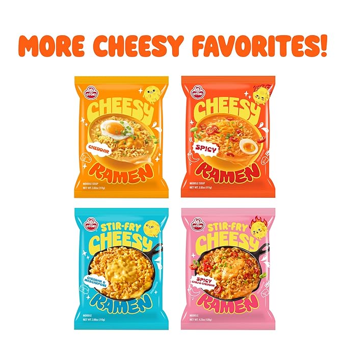 Cheesy Ramen – Spicy Cheddar Soup Ramen | Bold Cheesy Heat Korean-Style Spice | 3.92 oz (Pack of 8)
