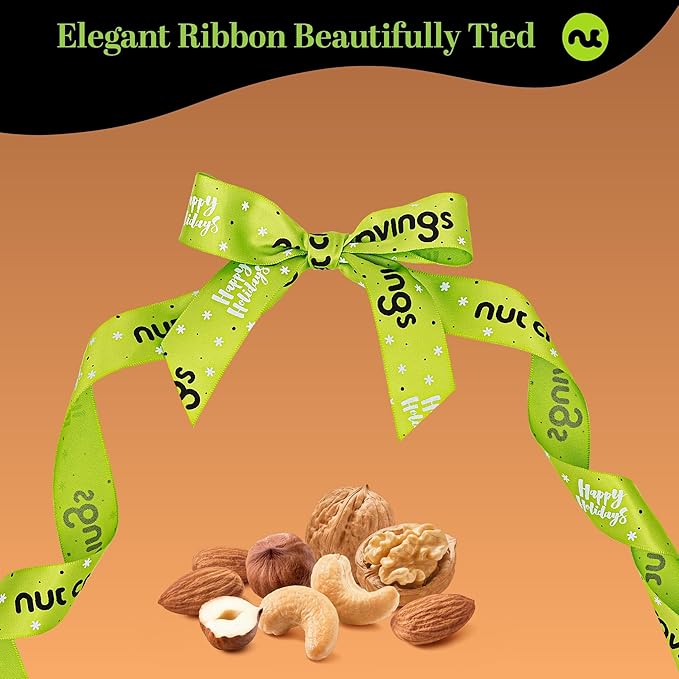 NUT CRAVINGS Gourmet Collection - Christmas Treats Nuts Gift Basket with Happy Holiday Ribbon in Reusable Wooden Tray (12 Assortments) Food Arrangement Healthy Snack Care Package Kosher