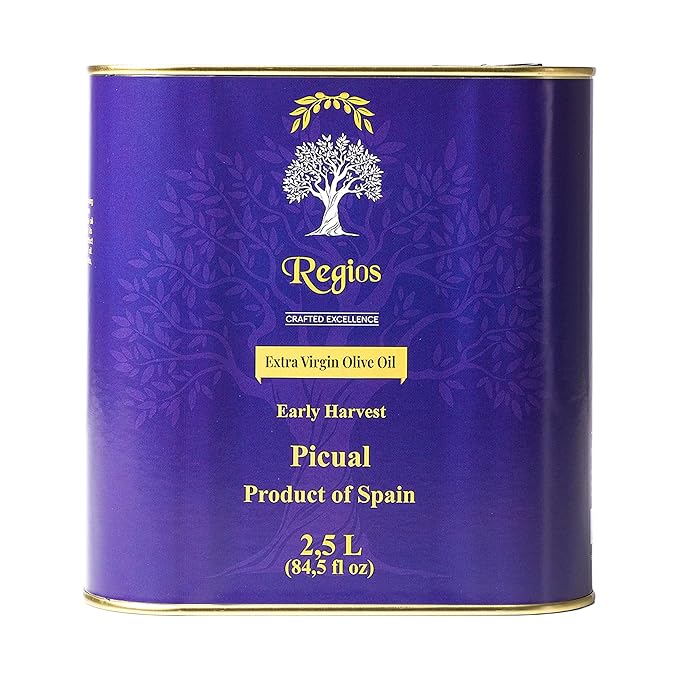 Regios Extra Virgin Olive Oil Picual Early Harvest 2024/25! Award Winning Spanish Family Farm Andalucía Spain Low Acidity RIch in Polyphenols 500ml (16.9 FL OZ) (Picual 2.5 Liter)