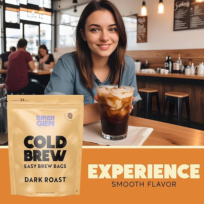 Birch Glen Roasters Cold Brew Coffee Bags - 12 Pack of Coarse Ground Coffee Filter Pitcher Packs for Easy Brewing - 100% Arabica - Yields 6 Pitchers - Irish Cream Flavor