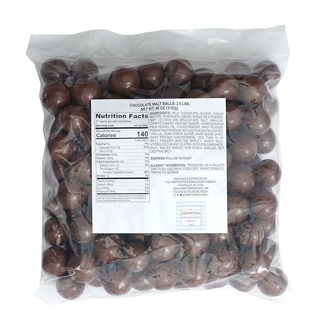Milk Chocolate Malt Balls 2.5 Pound Bulk Bag Malted Milk Balls The Hampton Popcorn &amp Candy Company