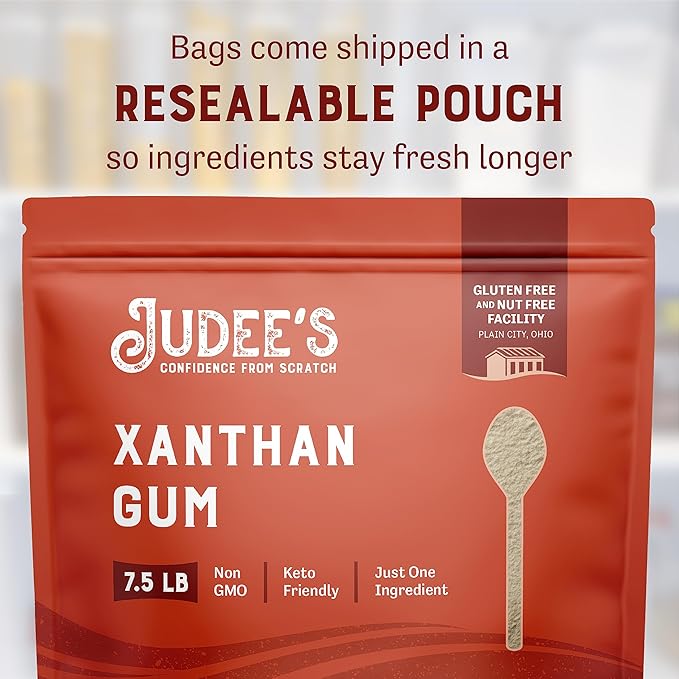 Judee's Gluten Free Xanthan Gum Powder - Bulk Xanthan Gum for Baking - Soup &amp Sauce Thickener - Gluten Free Baking - 120 Ounce Pack of 1