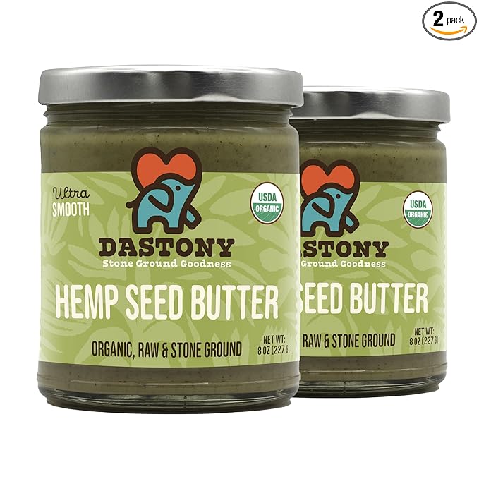 Dastony Organic Raw Hemp Seed Butter 8 oz | Only One Ingredient | Vegan Paleo and Keto Friendly Non GMO Gluten-free - Pack of 2