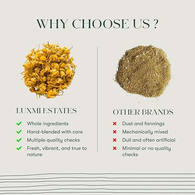 Luxmi Estates Chamomile Herbal Tea 50 Tea Bags Herbal Tea Caffeine-Free Single Ingredient Pure Chamomile 50 Cups