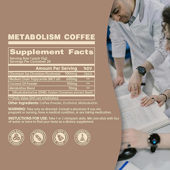 Jiggle Metabolism Protein Coffee Instant Coffee Sugar Free Low Caffeine &amp Low Calorie No Jitters Coconut Latte Flavor MCT Oil Energy Drinks On-the-Go Package