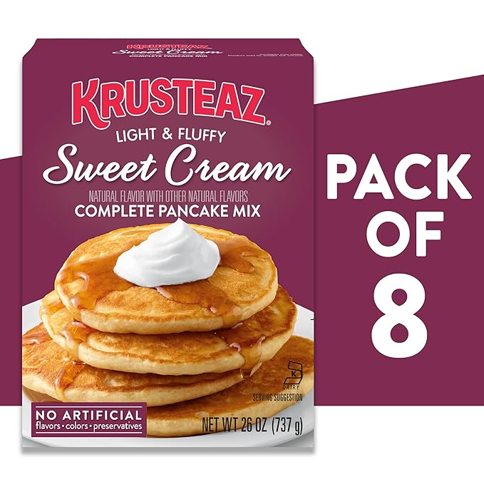 Krusteaz Sweet Cream Pancake and Waffle Mix Light &amp Fluffy 26 oz Boxes (Pack of 8)