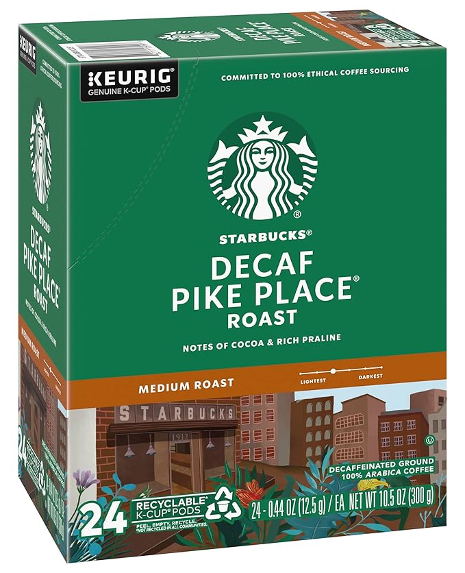 Starbucks Pike Place Decaffeinated Coffee Single-Serve K-Cup 24 Count