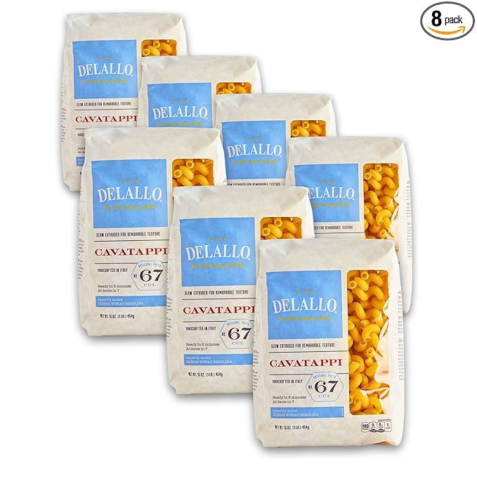DeLallo Cavatappi Pasta 1 Pound Bag 8 Pack Spiral Shape Noodles Made in Italy Cooks Al Dente Made with Durum Wheat Semolina Flour