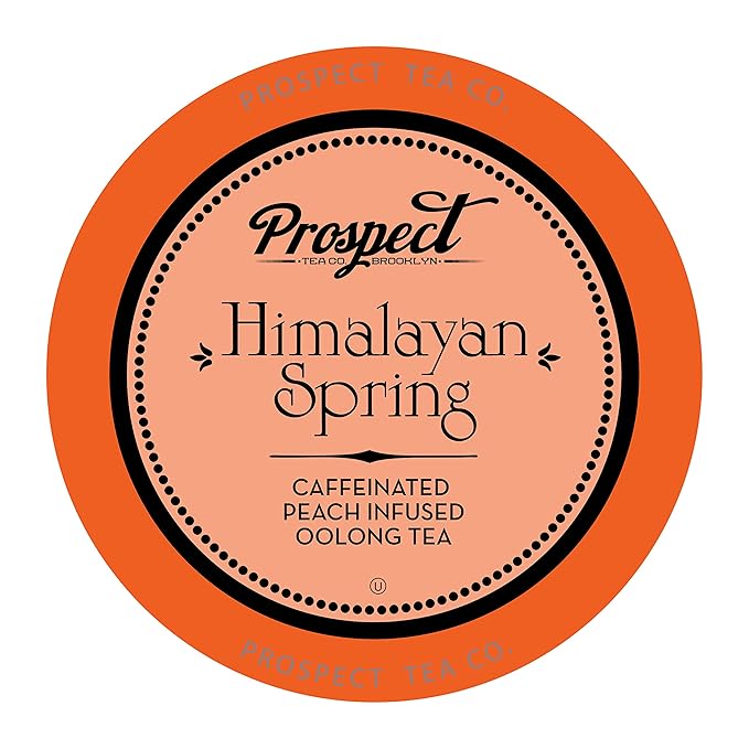 Prospect Tea Co. Himalayan Spring Peach Infused Oolong Tea Pods Compatible with K Cup Brewers Including 2.0 40 Count