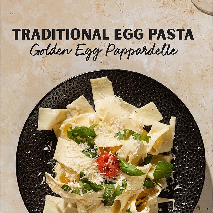 Al Dente Golden Egg Pappardelle – All-Natural Hand-Crafted Egg Pasta. Traditional Pasta Noodles Made with Cage-Free Eggs and Semolina. Great for Pastas Soups Stews. 12oz Bags (Pack of 6)