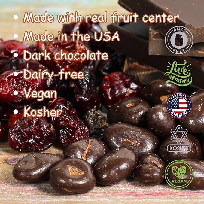 Dark Chocolate Covered Cranberries by Its Delish 10 lbs Bulk Bag | Gourmet Dark Chocolate Cranberries Healthy Snacks Chocolates Fruit USA Made Vegan Kosher