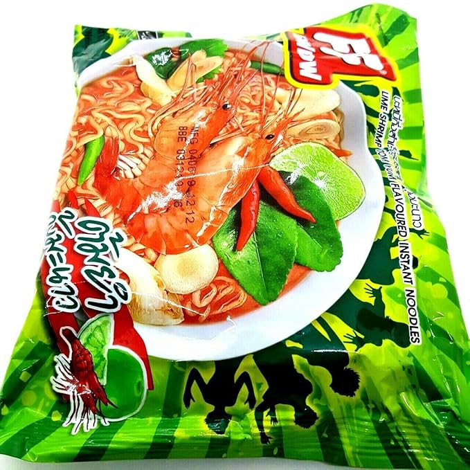 Lime Shrimp Tom Yum Flavour Quick Cooking ThaiFF Instant Noodles Soup Fest Halal Spicy Food (Pack of 5)