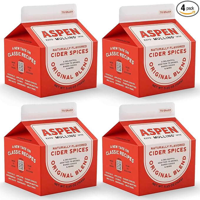 Aspen Mulling Cider Spices Original Blend. Cinnamon Nutmeg &amp Clove. Holiday Mulling Spice Mix for Spiced Cider Mulled Red Wine &amp Festive Winter Beverage Mix. 5.65 oz. (Pack of 4)
