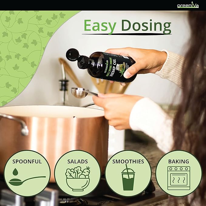 GreenIVe Hemp Oil 32oz Bottle (946mL) Natural Hemp Seed Oil Cold-Pressed Vegan Non-GMO Bottled in USA