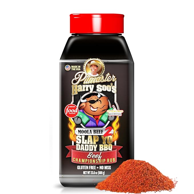 Slap Yo Daddy BBQ Rub Seasoning Moola Beef - Brisket Rub for Smoking &amp Grilling From Pitmaster Harry Soo - Championship BBQ Beef Seasoning – No MSG Gluten-Free – 21.2 oz
