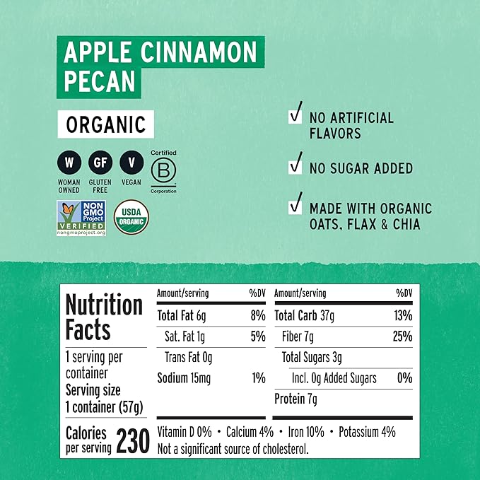 Purely Elizabeth Organic Apple Cinnamon Superfood Oatmeal Cups Great for Overnight Oats Gluten-Free 2 Ounce (Pack of 12)
