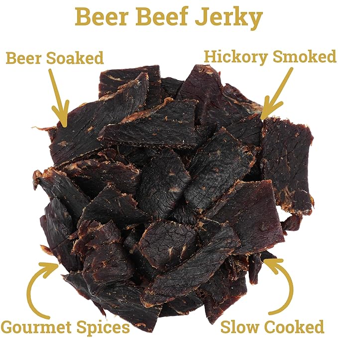 Lone Star Beer Flavored Beef Jerky - 1 Pound Resealable Bag - Hickory Smoked Handcrafted Flavor - High Protein Healthy Meat Snack