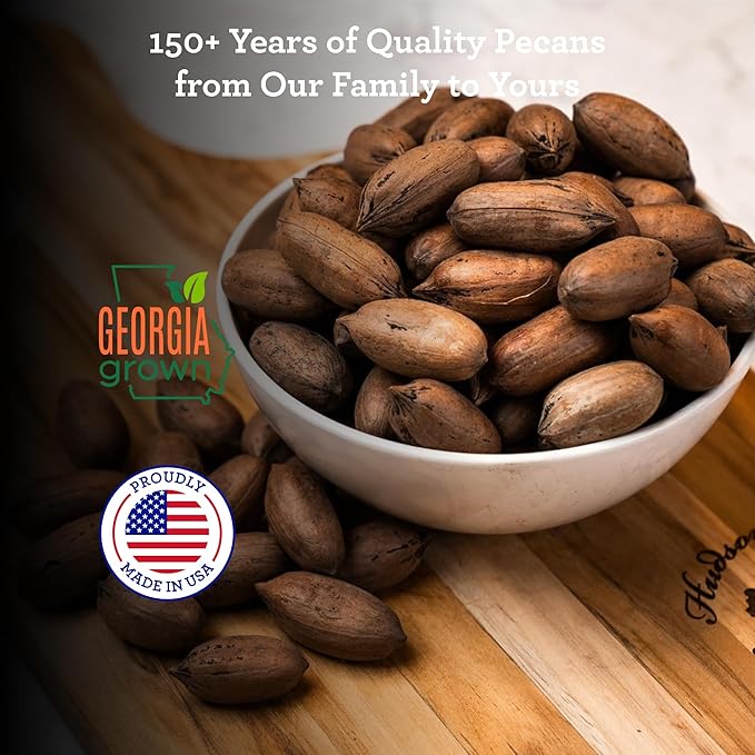 HUDSON PECAN: 20lb In-Shell Georgia Grown Pecans | Family-Owned Premium Southern Unshelled Nuts. Slightly Sweet Flavor (Gluten-Free Kosher Keto Snack Salad Topping or Baking Ingredient) 4x 5lb B