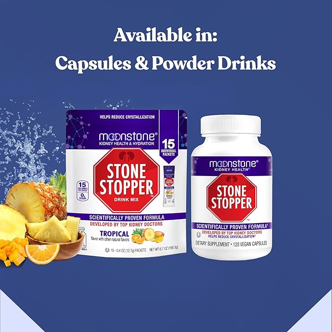 Stone Stopper Drink Mix Cranberry Raspberry &amp Lemonade Kidney Stone Prevention Calcium Oxalate Protector Developed by Urologists to Improve Hydration &amp Support Kidney Health 15 Day Supply