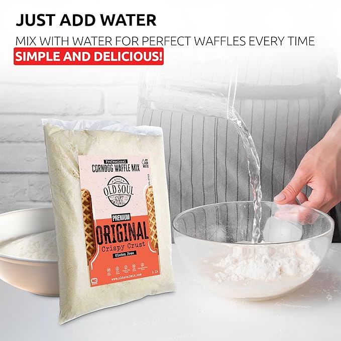 OldSoul Professional Corndog Waffle Mix | GLUTEN FREE | Original Flavour | 5 Lbs | 140 Waffles (5 Lbs Gluten Free)