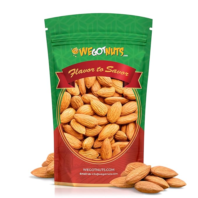 We Got Nuts Jumbo California Almonds 64oz (4 Pounds) (Whole Naturel Non Gmo Shelled Unsalted)