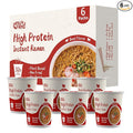 VOLO VERO High Protein (32g) Instant Ramen Spicy Beef Flavor Soup Cup 6 Packs Vegan Noodles Asian Plant-Based Non-Fried Low Fat Non-GMO Egg &amp Dairy Free Quick Healthy Meal Holiday Gift