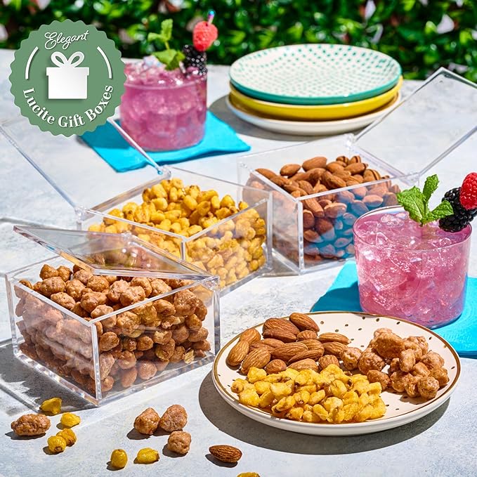 NUT CRAVINGS - Easter Mixed Nuts Acrylic Tower Gift Basket with Ribbon (3 Tier Assortment) Ramadan Gifts Treats for Adults Food Arrangement Healthy Snack Care Package Kosher