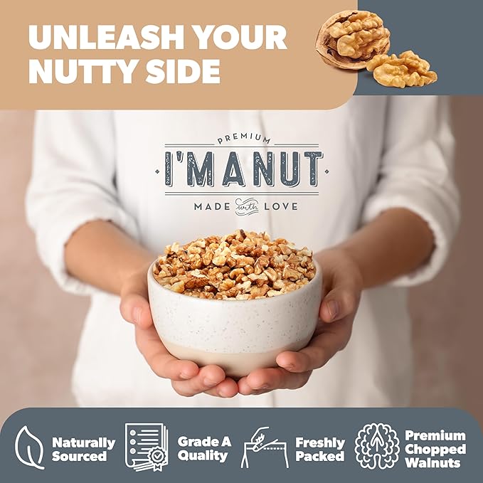 Premium Raw Chopped Walnuts 48oz (3 lb) - 100% Natural No-PPO Non-GMO Batch-Tested Gluten &amp Peanut Free Kosher Small Batch Quality