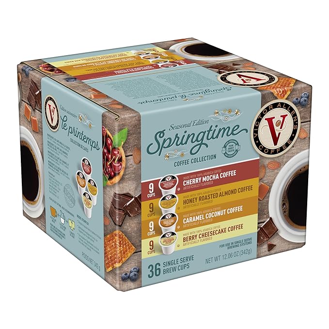 Victor Allen's Coffee Springtime Coffee Variety Pack Medium Roast 36 Count Single Serve Coffee Pods for Keurig K-Cup Brewers