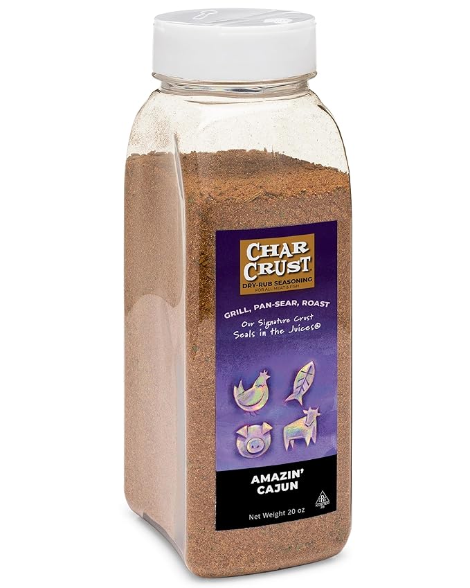 Char Crust Dry-Rub Seasonings Amazin' Cajun | All-in-one seasonings | Perfect for Chicken Shrimp Wings | Signature Crust that Seals in the Juices 20 Oz Jar (Pack of 1)