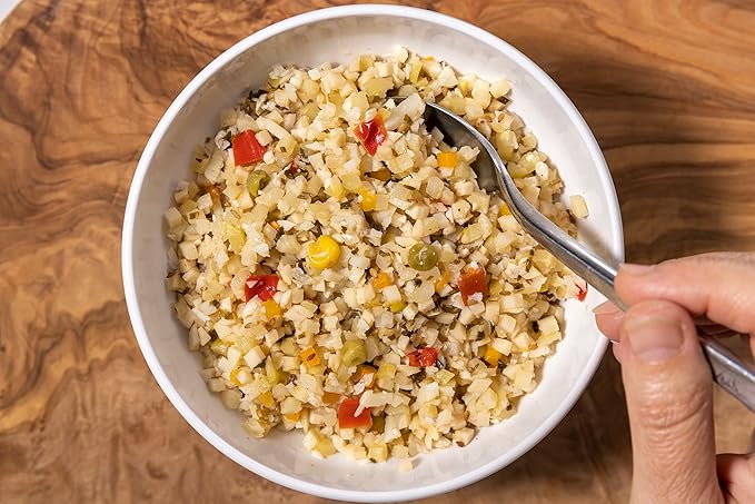 Kitchen &amp Love Hearts of Palm Veggie Rice Stir Fry Low Carb Low Calories Plant Based Non GMO Gluten Free Rice Alternative Vegan Easy to Prepare Quick Meal 8 Oz (Pack of 6)