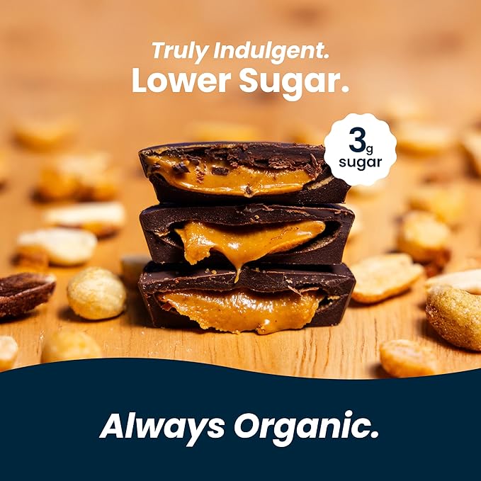 Chocxo Dark Chocolate Peanut Butter Cups - Lower Sugar Organic NonGMO Keto Gluten Free Kosher. No Artificial Sweeteners/Sugar Alcohols 3.45 oz (Pack of 6)