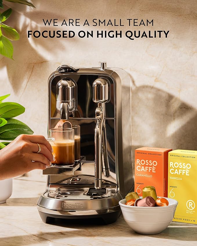 ROSSO CAFFÈ 60 Espresso Coffee Pods for Nespresso Original Machines - Pack of Premium Capsules 3 Rich and Balanced Flavors (Vanilla Crème Brulee Caramel)