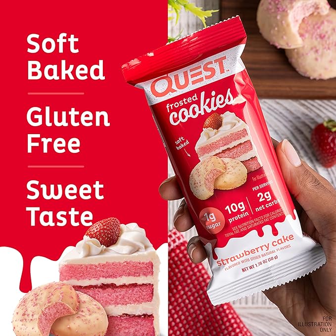 Quest Lemon Cake Protein Bars 12 Count &amp Strawberry Cake Frosted Cookies Twin Pack 16 Cookies