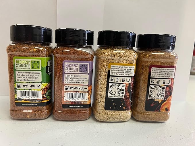 Blackstone Tequila Lime Sweet Maple Pineapple Sriracha Crazy Cajun Seasoning - Griddle Premium BBQ Barbecue Rub 4 Pk Choice Bundle (30.2 oz) + BBQ Guide &amp Opener (6 Items)!