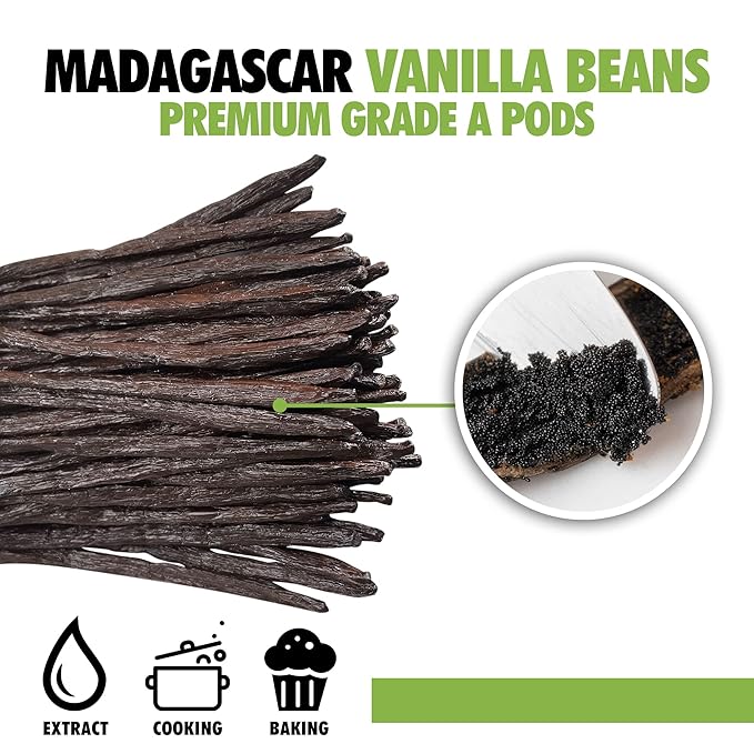 25 Organic Madagascar Vanilla Beans Grade A for Extract Cooking and Baking by FITNCLEAN VANILLA| Certified USDA Organic. Bourbon Fresh Gourmet NON-GMO Whole Pods