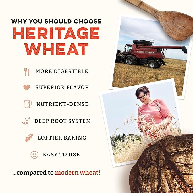 Sunrise Flour Mill Heritage Whole Wheat Bread Blend - 5 lb | USDA Organic All Purpose Flour Unbleached - Non-GMO Kosher Grown Without Glyphosate Ancient Grains Bread Flour Organic.