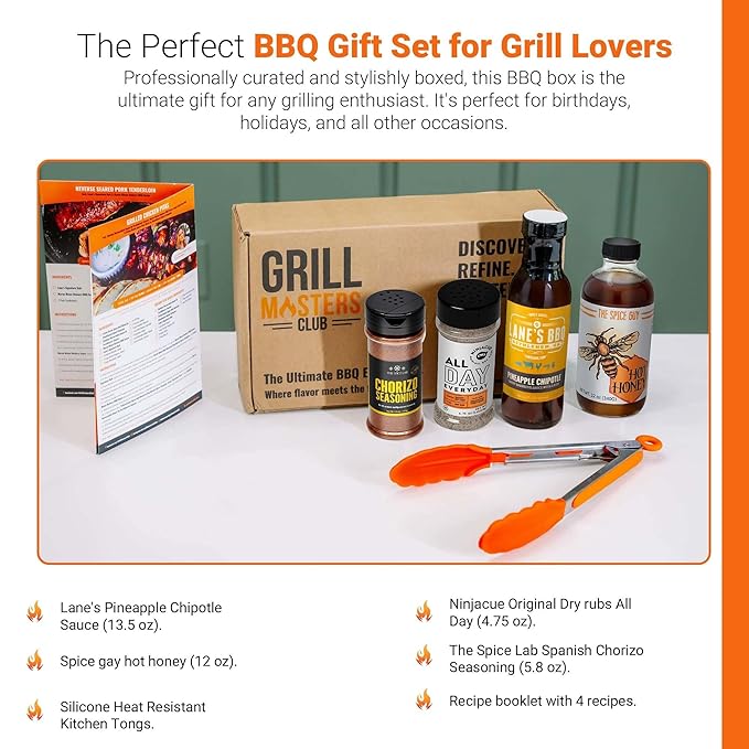 Grill Masters Club The Grate Tailgate BBQ Box | Premium BBQ Spices Sauces and Seasoning for the Ultimate Grill Master | Essential for Cooking Grilling and Smoking | Perfect Grill Gift for Men &amp