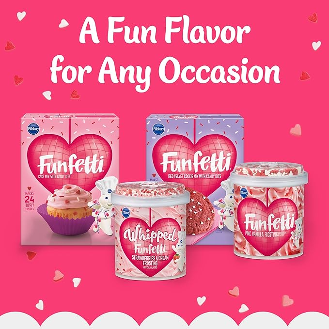 Funfetti Mother's Day Bundle 2 of each: Cake &amp Cupcake Mix with Candy Bits 15.25 oz and Pink Vanilla Frosting with Sprinkles 15.6 oz