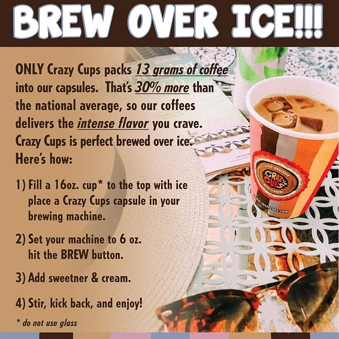 Crazy Cups Flavored Coffee Pods Variety Pack Medium Roast Single Serve in Recyclable for Keurig K cups Machines 50 Count