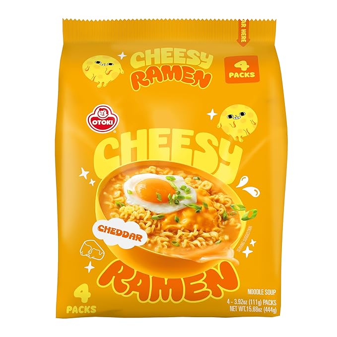 Cheesy Ramen - Cheddar Soup Ramen | Mild Kick Creamy &amp Savory Korean Noodles | 3.92 oz (Pack of 32)