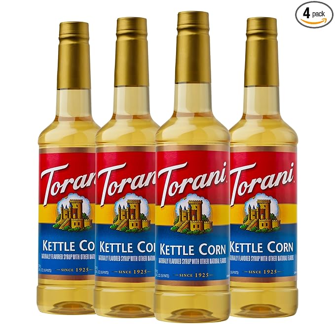 Torani Kettle Corn Flavored Drink Syrup 25.4 fl oz (Pack of 4)