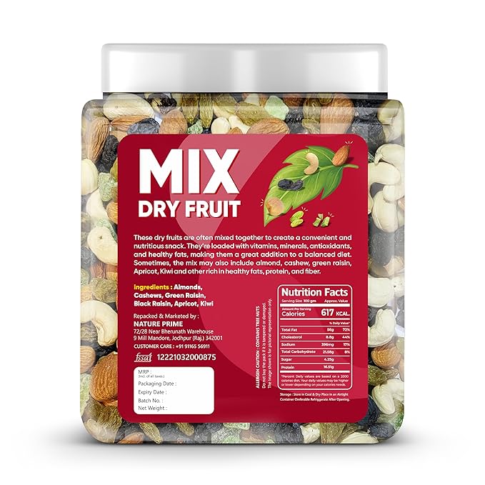 NATURE PRIME Mixed Dry Fruits 1kg (Jar Pack)