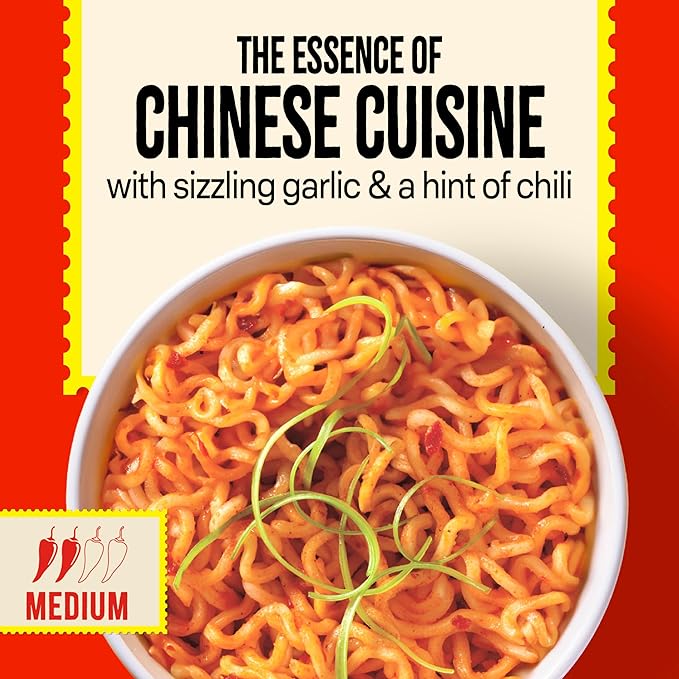 Maggi Chinese Spicy Garlic Noodles Cup of Noodles Instant Ramen 3 min Vegetarian Halal Kosher 12 Pack