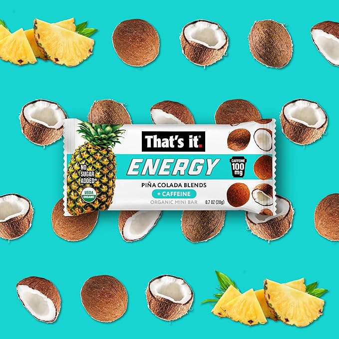 That’s it. Piña Colada Energy Mini Bars | 100mg Natural Caffeine |Pineapple Coconut| Allergy-Friendly Organic Non-GMO Gluten-Free Snacks | 15 Count
